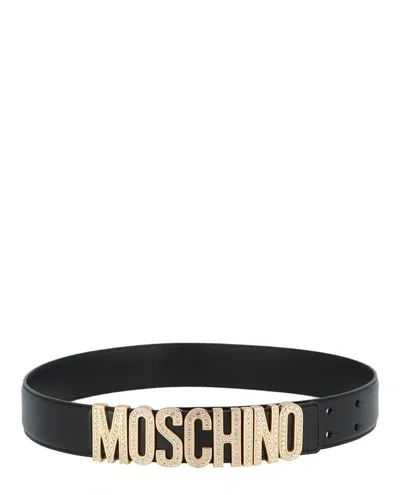 Moschino Black Crystal-embellished Leather Belt