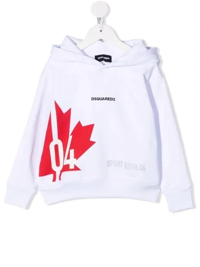 Dsquared2 Kids' Graphic-logo Print Hoodie In White