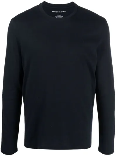 Majestic Crew Neck Top In Blau