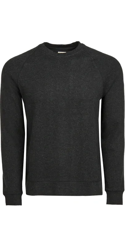 Faherty Legend Crew Sweater In Heathered Black Twill