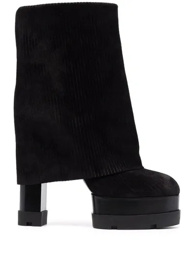 Casadei Black Knee-length Suede Boots In Nero