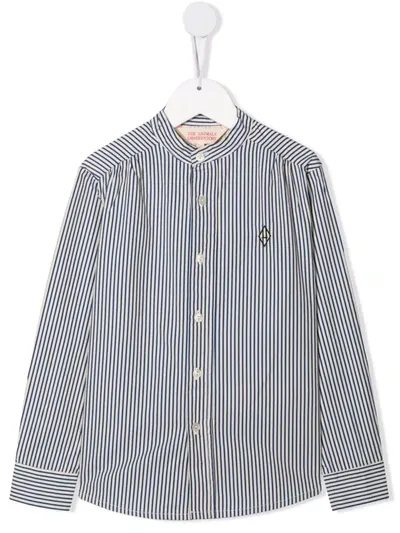 The Animals Observatory Kids' Stripe Print Cotton Shirt In 蓝色