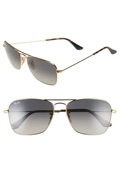 Ray Ban Ray-ban 'caravan' 58mm Aviator Sunglasses In Gold