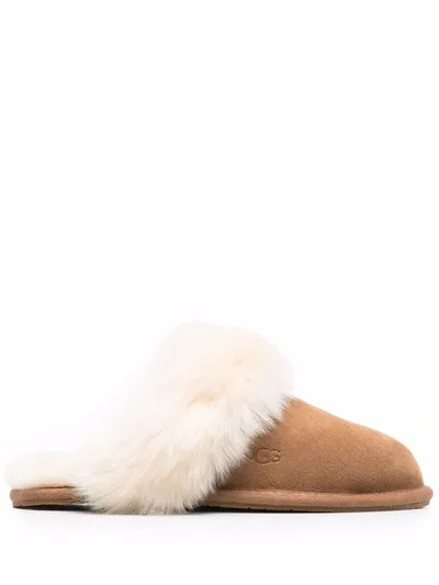 Ugg Scuffette Ii Suede Sheepskin Slippers In Chestnut