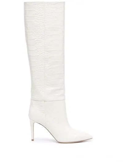 Paris Texas 85 Mm Moc Croc Boots In White