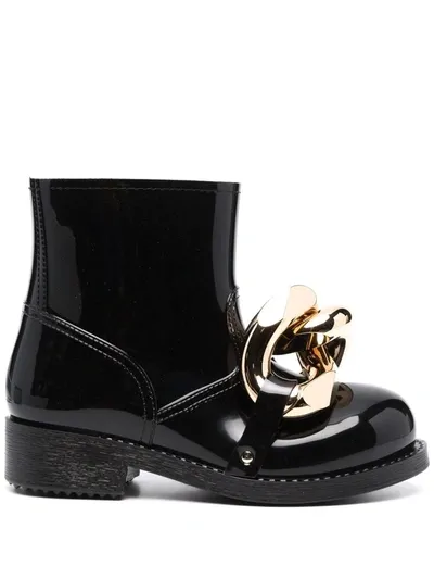 Jw Anderson Chain-detail Rubber Ankle Boots In Black