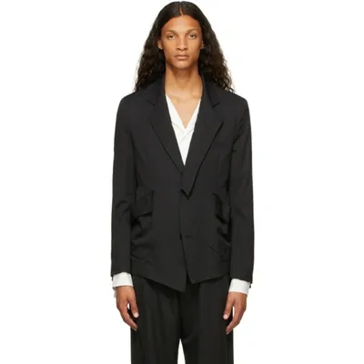 Sulvam Black Wool Gabardine Short Blazer