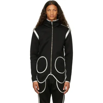 Sulvam Black Circle Double-face Jersey Zip-up Hoodie In Schwarz