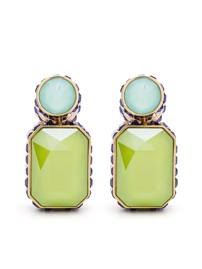 Swarovski Orbita Asymmetrical Octagon Cut Crystal Earrings In Grün