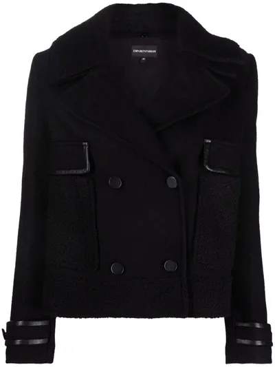 Emporio Armani Notched-lapels Double-breasted Jacket In Black