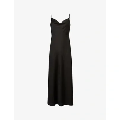 Allsaints Hadley Satin Midi Dress In Black