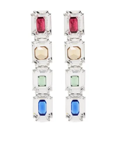 Swarovski Chroma Oversized Crystals Clip Earrings In Silver