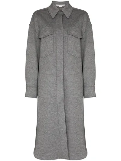 Stella Mccartney Grey Long Wool Shirt Coat