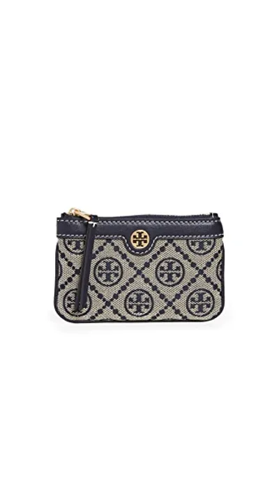 Tory Burch T Monogram Jacquard Card Case Key Fob In Tory Navy