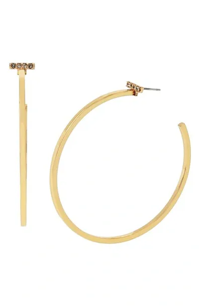 Allsaints Pave Bar Large Hoop Earrings In Gold