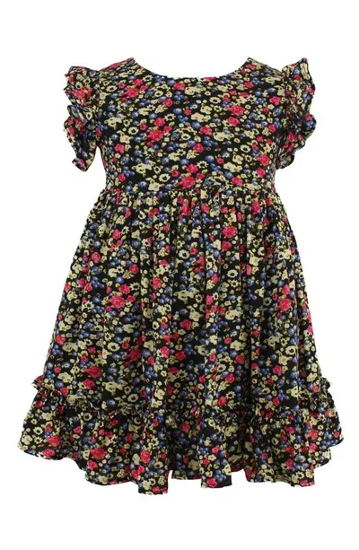 Popatu Kids' Floral Dress In Black/red Multi