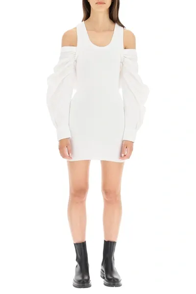 Alexander Wang T Off-shoulder Tank Dress In 117 Snow White/white