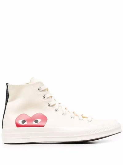 Comme Des Garçons Play Off-white Converse Edition Half Heart Chuck 70 High Sneakers In Beige