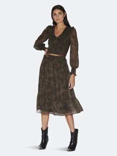 Walter Baker Gemma Gathered Leopard-print Crepon Midi Skirt In Brown