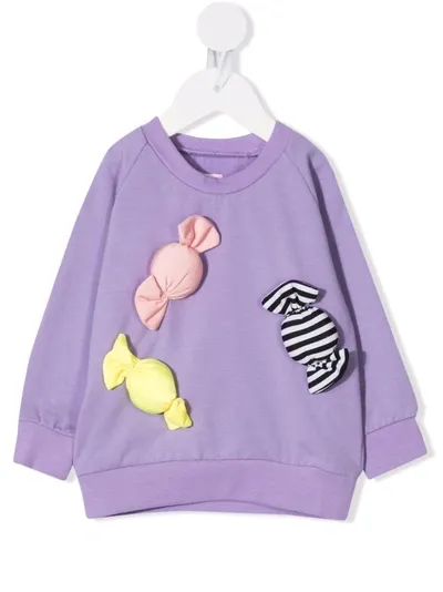 Wauw Capow By Bangbang Babies' Candy-appliquéd Jersey Sweatshirt In Purple