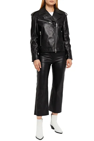 Drome Leather Biker Jacket In Black