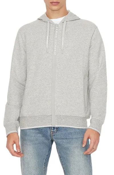 Armani Exchange Full Zip Logo Hoodie In Grey