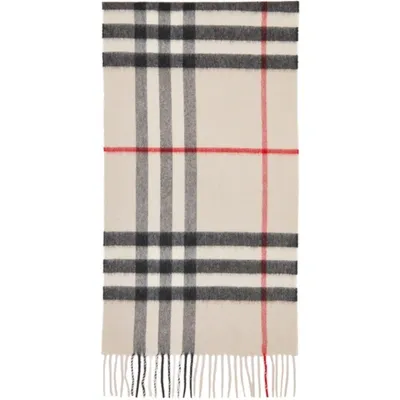 Burberry Off-white Cashmere Check Giant Scarf In Stone Check