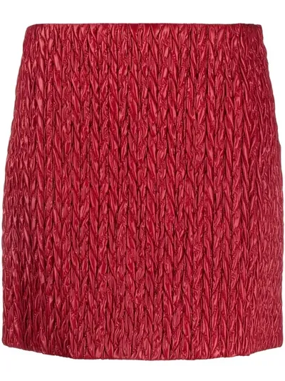 Miu Miu Red Quilted Herringbone Mini Skirt