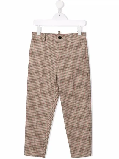 Dsquared2 Checked Tapered Trousers In Neutrals