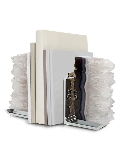 Anna New York Fim Agate Druzy Bookends In Natural Druze