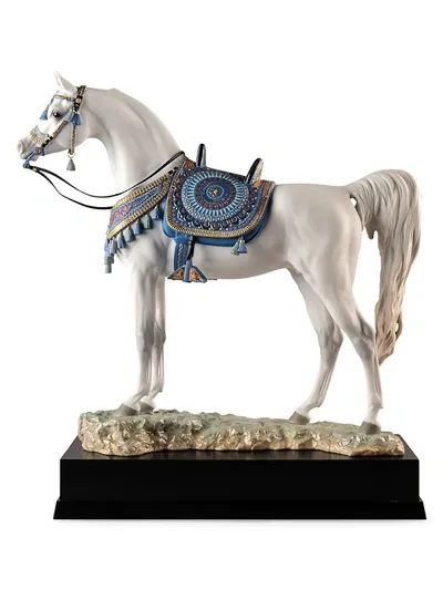 Lladrò High Porcelain Arabian Pure Breed Horse Sculpture In Multi