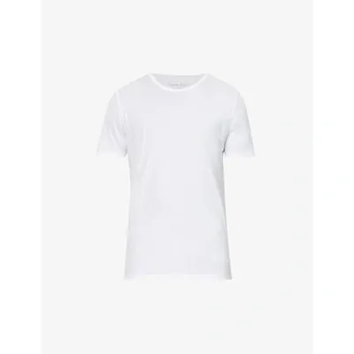 Derek Rose Riley Brand-embroidered Short-sleeved Cotton-jersey T-shirt In White