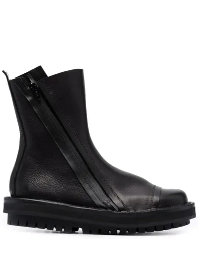 Trippen Diagonal Zip Boots In Black