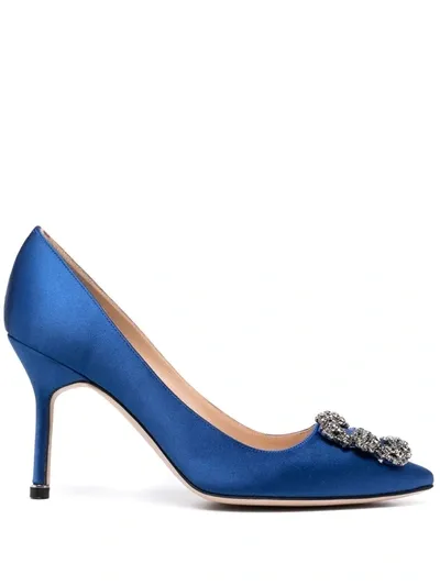 Manolo Blahnik Hangisi Crystal-embellished Pumps In Blue