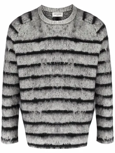 Saint Laurent Long-sleeve Knitted Jumper In Grey