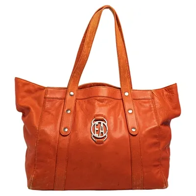 Pre-owned Emporio Armani Orange Leather Tote