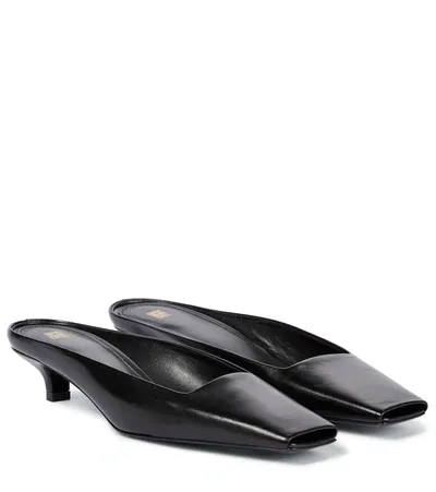 Totême Black 35 Square Toe Leather Mules