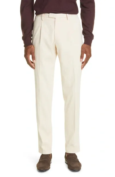 Boglioli Slim-fit Pleated Cotton-corduroy Trousers In Lime White