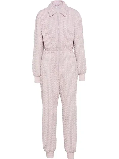 Miu Miu Long-sleeve Chevron Jumpsuit In Rosa