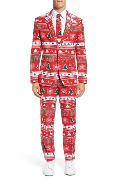 Opposuits 'winter Wonderland' Trim Fit Two-piece Suit With Tie In Red