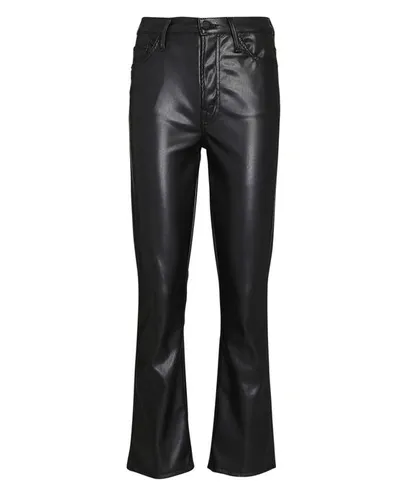 Mother The Weekender Mid-rise Faux-leather Flare Jeans In Black