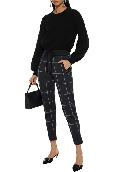 Alice And Olivia Corvina Cropped Ribbed Cashmere-blend Sweater In Black