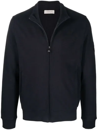 Corneliani Funnel Neck Zip-up Jumper In Blau