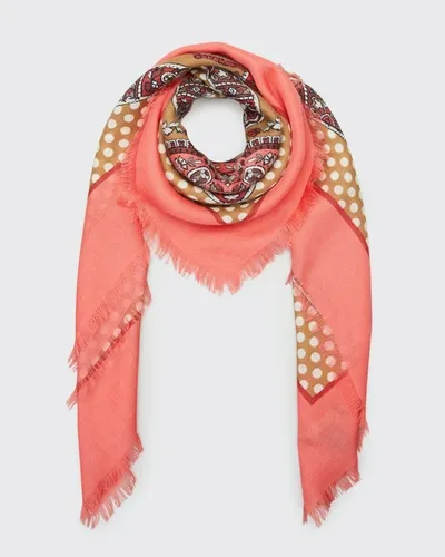 Loro Piana Villa Arconati Mix-print Cashmere-silk Scarf In T0n7 Fluo Coral G