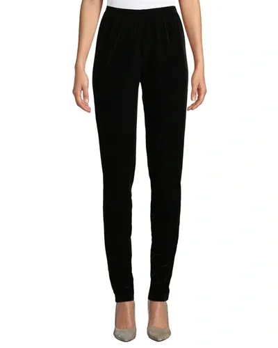 Caroline Rose Stretch Velvet Slim Legging Pants In Black