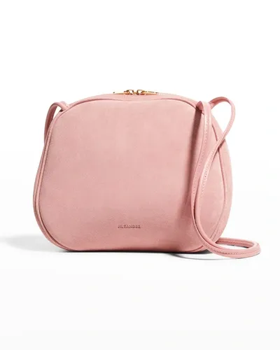 Jil Sander Dome Medium Suede Crossbody Bag In Flamingo