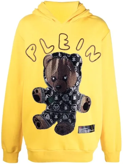 Philipp Plein Teddy Bear-print Hoodie In Yellow