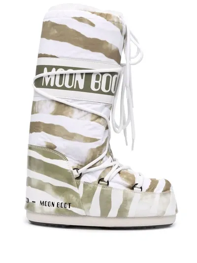 Moon Boot Lab69 Icon Zebra-print Snow Boots In White