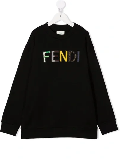 Fendi Kids' Black Cotton Sweatshirt With Logo