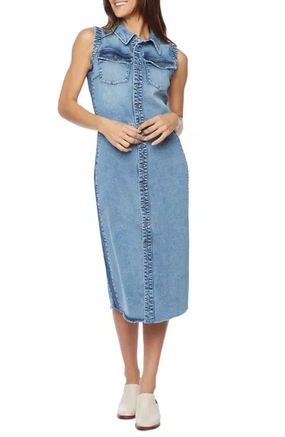 Wash Lab Denim Sleeveless Denim Shirtdress In Cloudy Blue